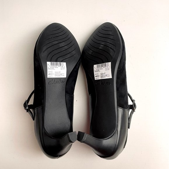 Clarks Dancer Reece black suede mary jane heels - size 10M - Picture 11 of 13